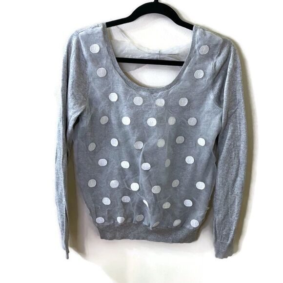 LC Lauren Conrad Polka Dot Tulle Sweater Sz M - Picture 1 of 5